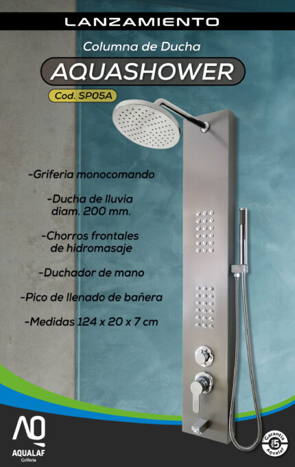 Aqualaf Lamy Black Ducha Exterior con Barral